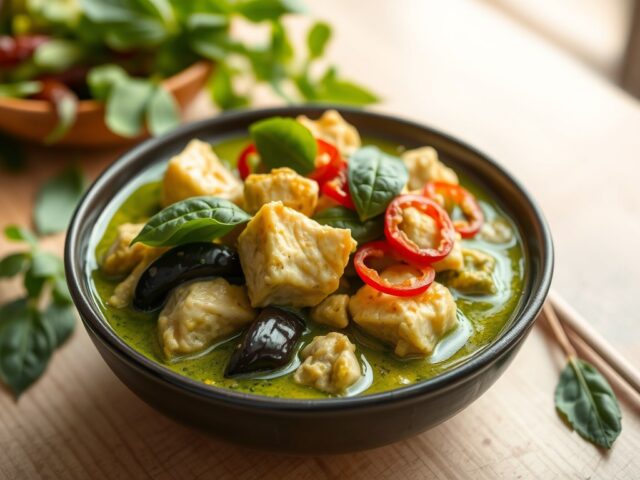 Thaise groene curry met vega kipstukjes
