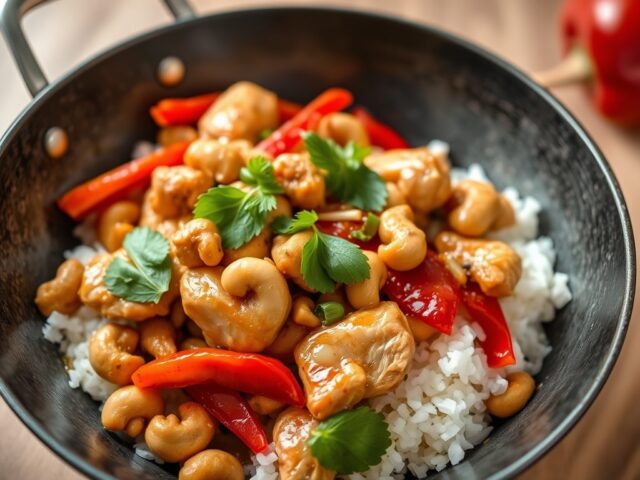 Thaise kip met cashewnoten — AI-gegenereerde illustratie