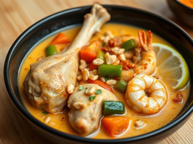 Thaise kip met scampi