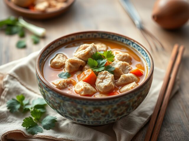 Thaise kippensoep (Tom Ka Kai) — AI-gegenereerde illustratie