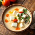Thaise kokos soep met tofu (Tom Kha Tahoe)