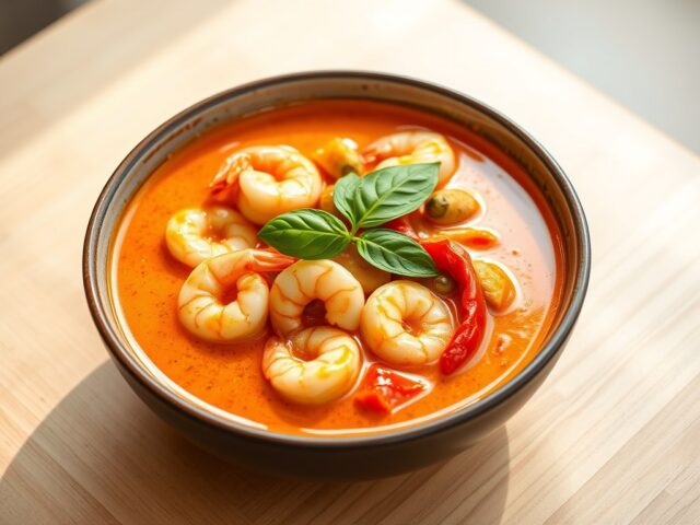 Thaise penang curry met garnalen