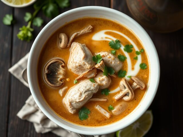 Thaise pikante soep met kip (Tom Yam Kai)