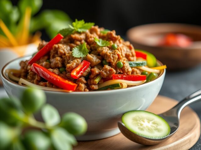Thaise salade met gehakt uit de wok
