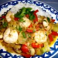 Thaise wokschotel met grote garnalen