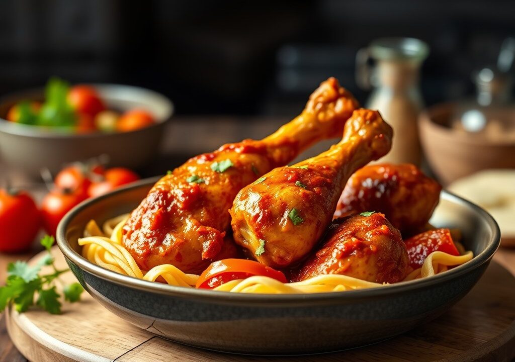 Tikka Masala kip uit de oven — AI-gegenereerde illustratie