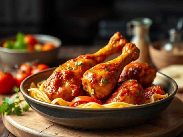 Tikka Masala kip uit de oven — AI-gegenereerde illustratie