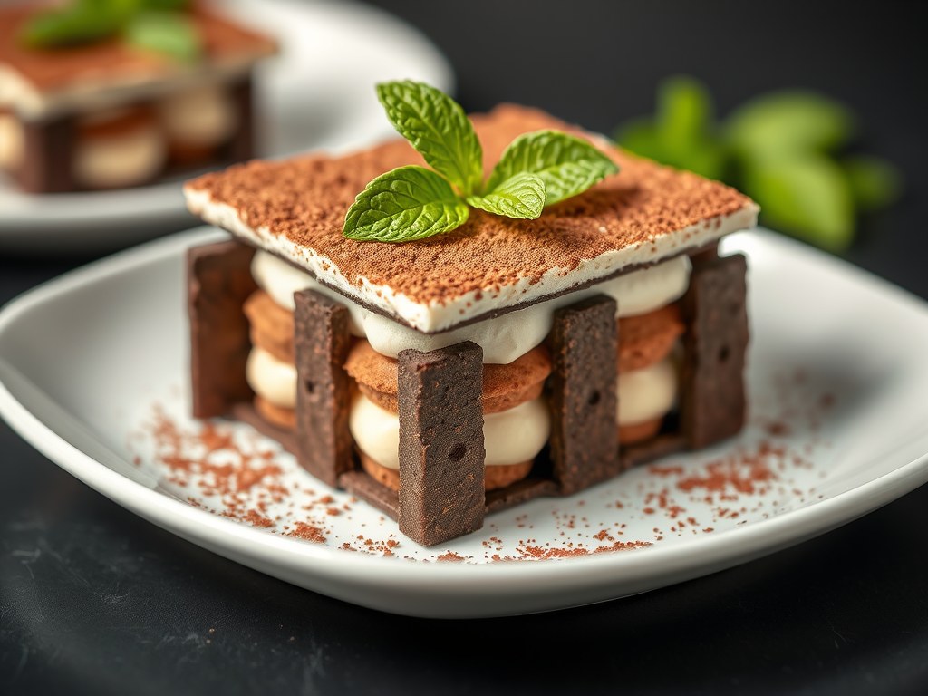 Tiramisu in een huisje van after eight, AI-gegenereerde illustratie