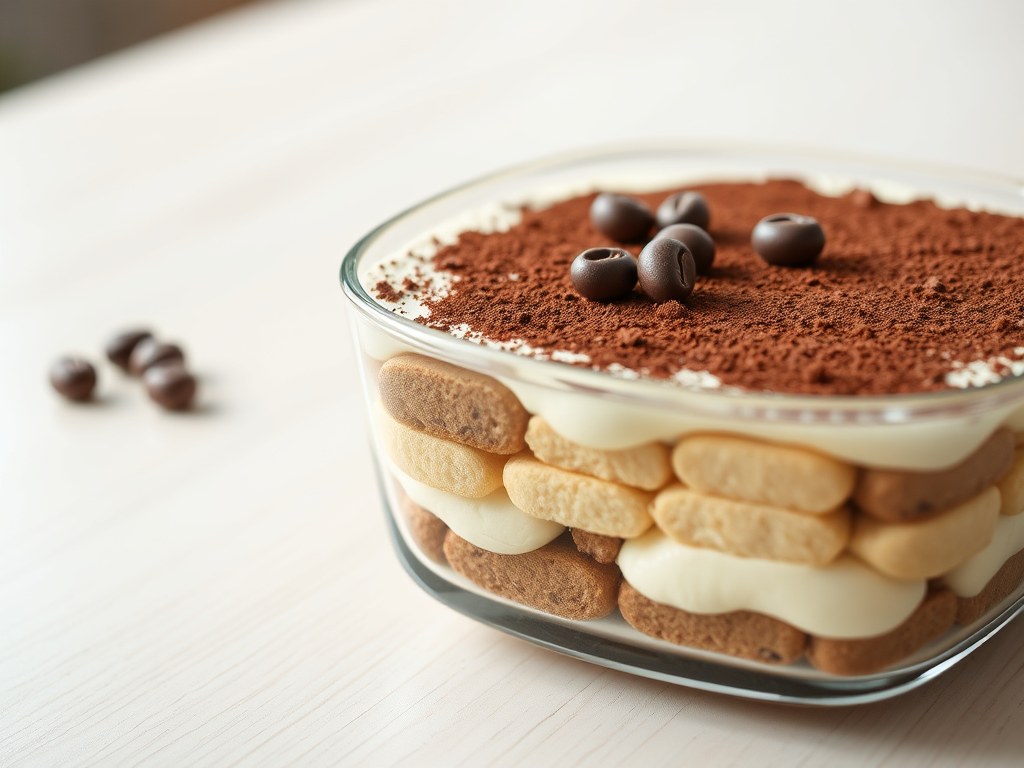 Tiramisu met Amaretto, AI-gegenereerde illustratie