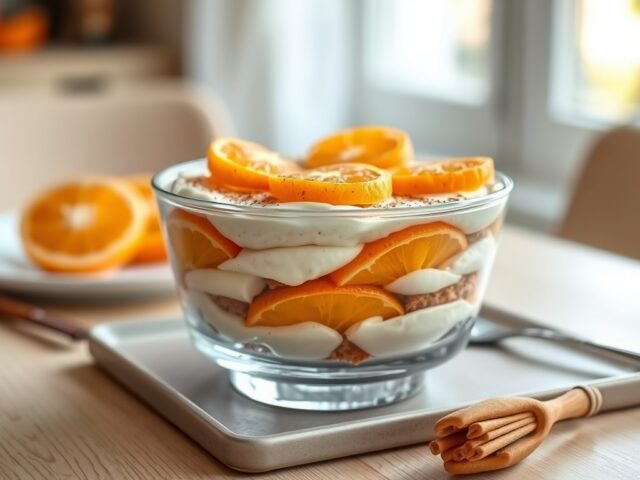 Tiramisu met clementines en zoete specerijen