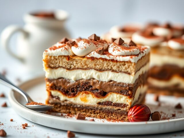 Tiramisu met drie soorten chocolade — AI-gegenereerde illustratie