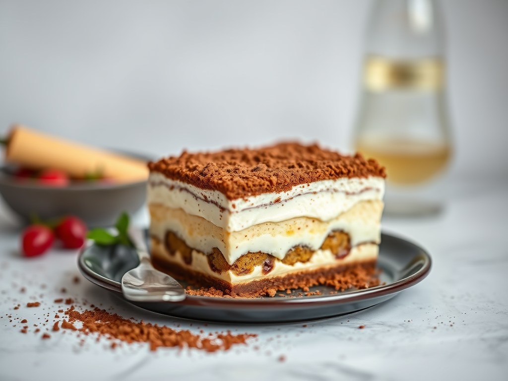 Tiramisu van aardbei, AI-gegenereerde illustratie