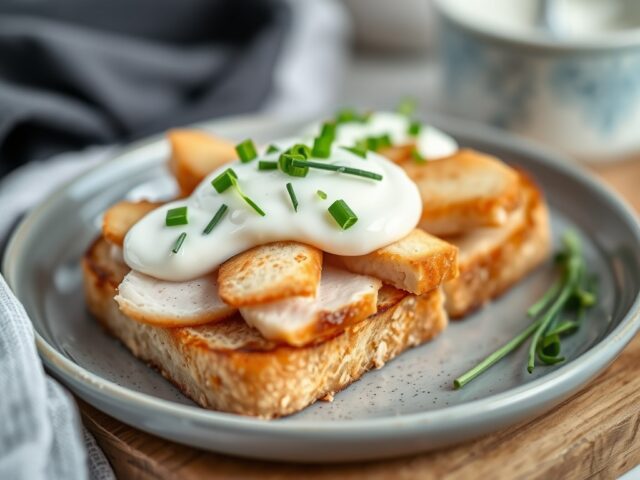 toaststerren met bieslookroom en gerookte kip