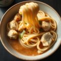 Tom Yam ei-noedels met kip in citroengras marinade