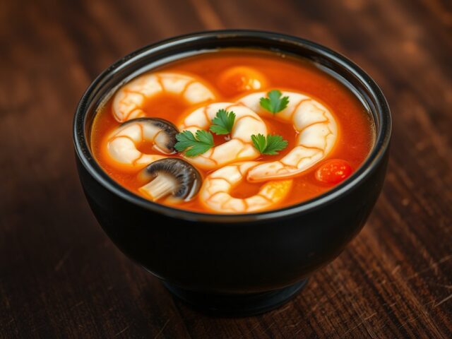 Tom Yam soep met garnalen