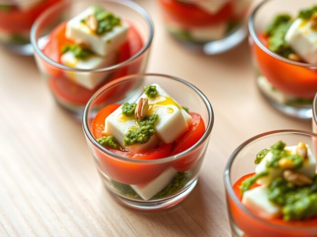Tomaat en fêta-pesto bites