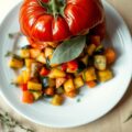 Tomaat gevuld met ratatouille