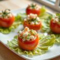 tomaatje gevuld met advocado garnalen