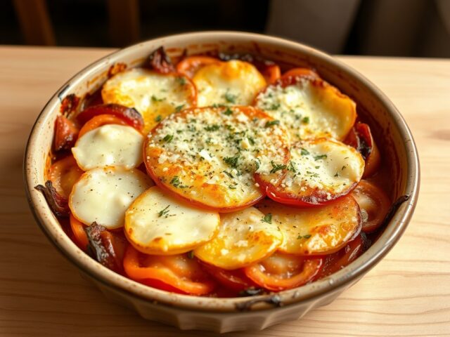 Tomaten-aardappelgratin met Italiaanse kazen