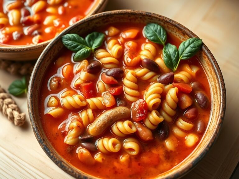 Tomaten-bonensoep met pasta