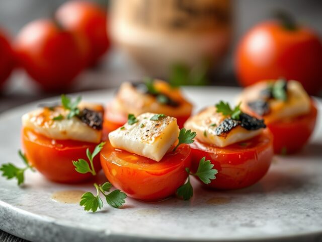 Tomaten-hors d’oeuvre met vis — AI-gegenereerde illustratie