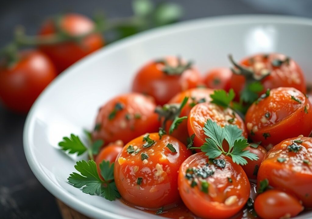 Tomaten á la provencale, AI-gegenereerde illustratie