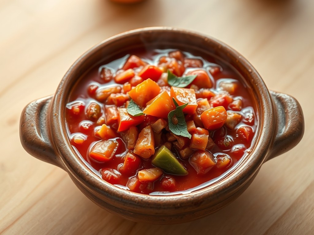 Tomaten-paprikastoofpot, AI-gegenereerde illustratie