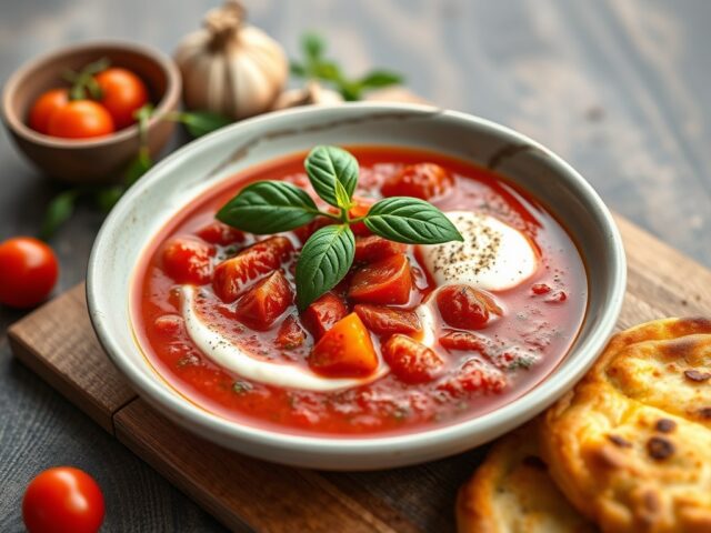 Tomatenbouillon met mascarpone en pizza galettes