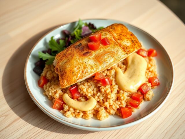 Tomatencouscous met poon en saffraan-aïoli
