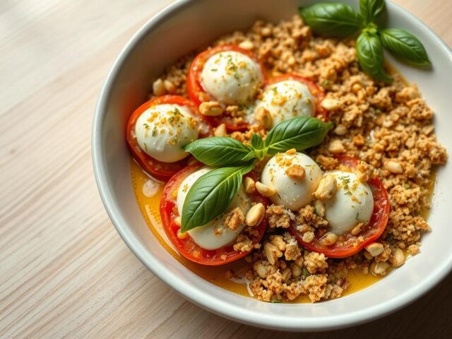 Tomatencrumble met basilicum