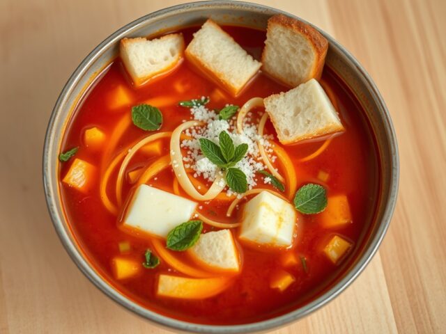 Tomatengroentesoep met Ei en Kaas