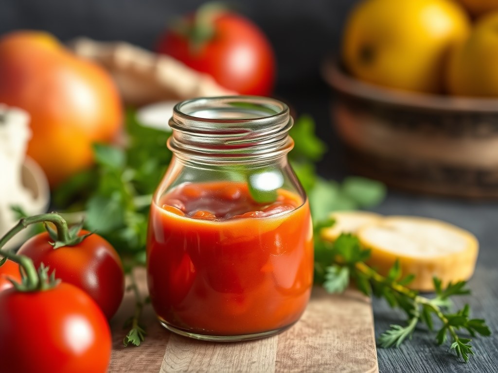 Tomatenketchup of hot ketchup, AI-gegenereerde illustratie