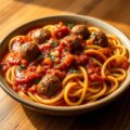 Tomatenpasta met gehaktballetjes