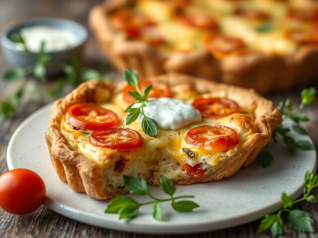 Tomatenquiche — AI-gegenereerde illustratie
