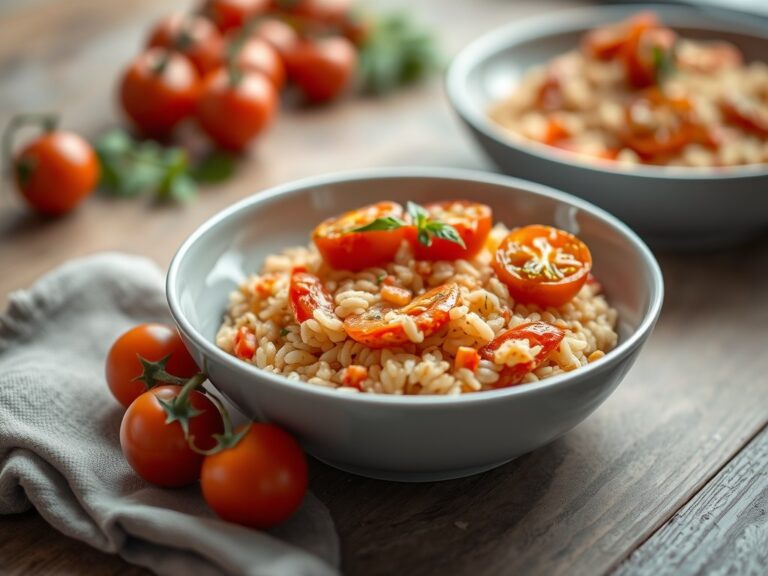Tomatenrisotto met gebakken trostomaatjes
