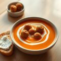 Tomatenroomsoep met gebakken balletjes