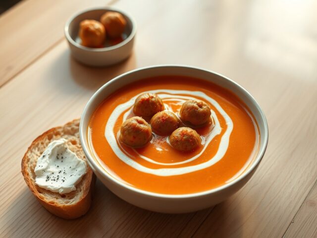 Tomatenroomsoep met gebakken balletjes