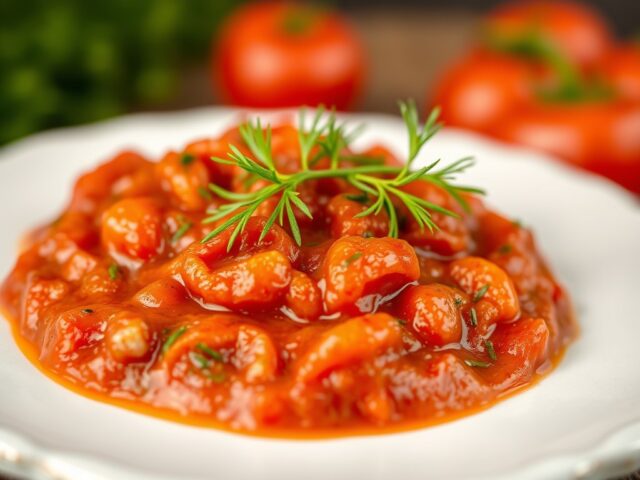 Tomatensaus (voor bijv. een bolognesesaus) — AI-gegenereerde illustratie