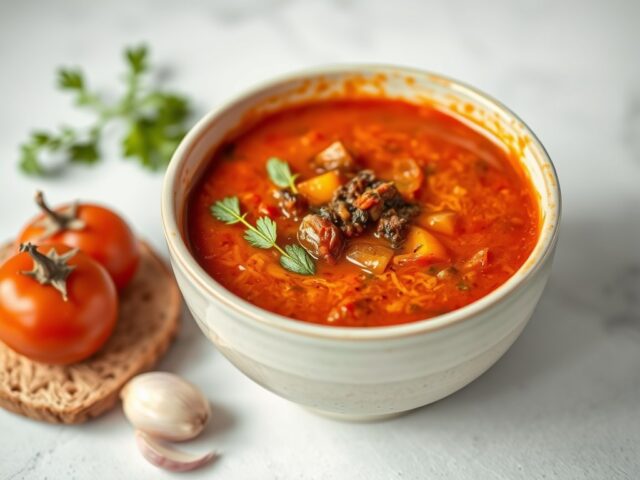 Tomatensoep (koud) met Tapenade
