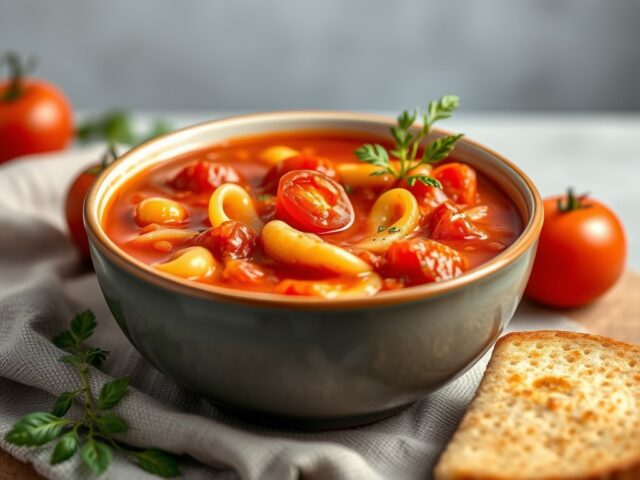 Tomatensoep met gevulde pasta