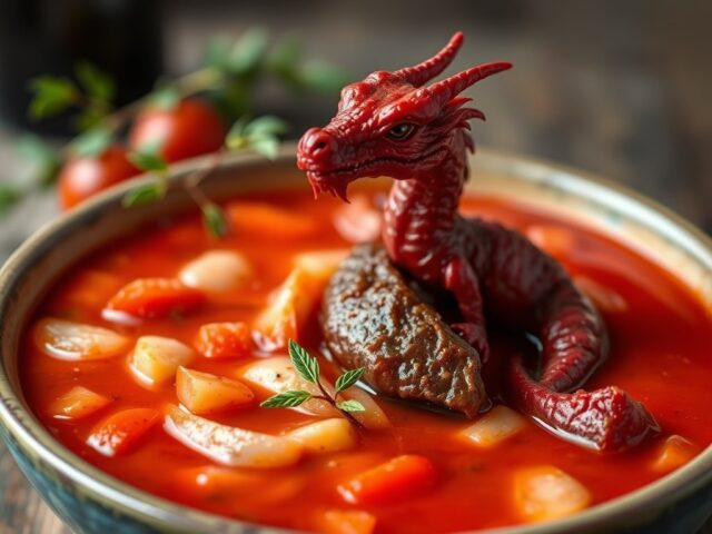 Tomatensoep met rode wijn en dragon