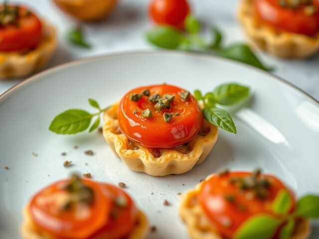Tomatentaartjes met kwartelei