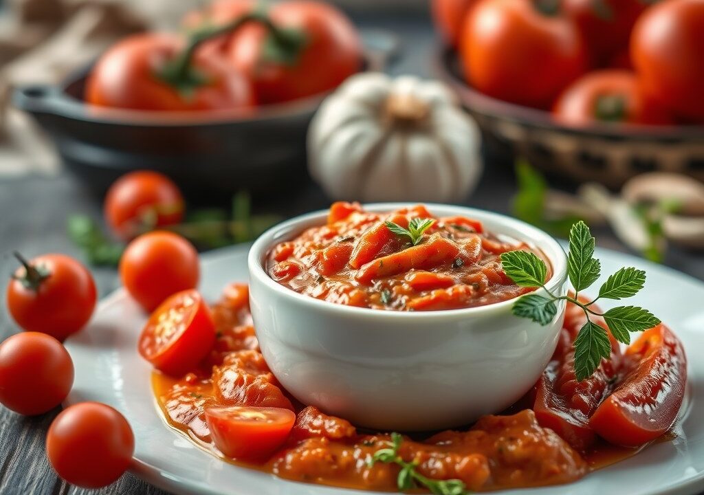 Tomatenterrine, AI-gegenereerde illustratie