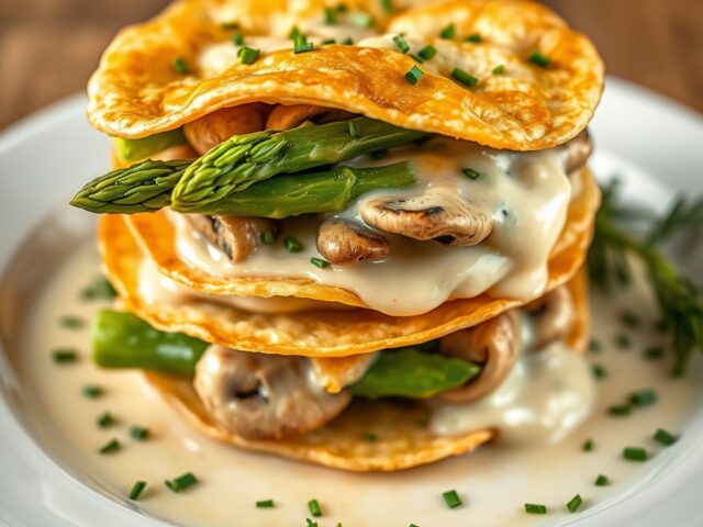 Tompoes van asperges met paddestoelen (zieopm)