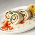 Tongfilet gevuld met spinazie en zalm