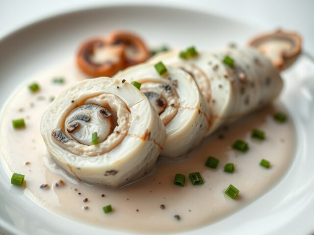 Tongrolletjes met paddenstoelenmousse
