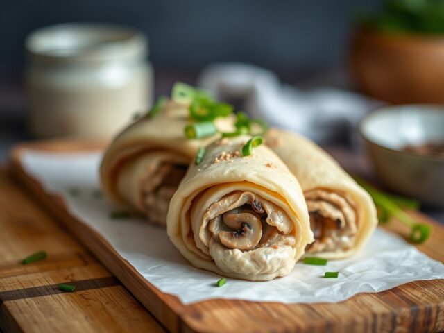 Tongrolletjes met paddenstoelenmousse