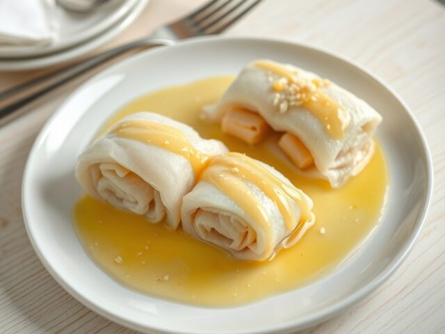 Tongrolletjes met prei en 5 minuten saus