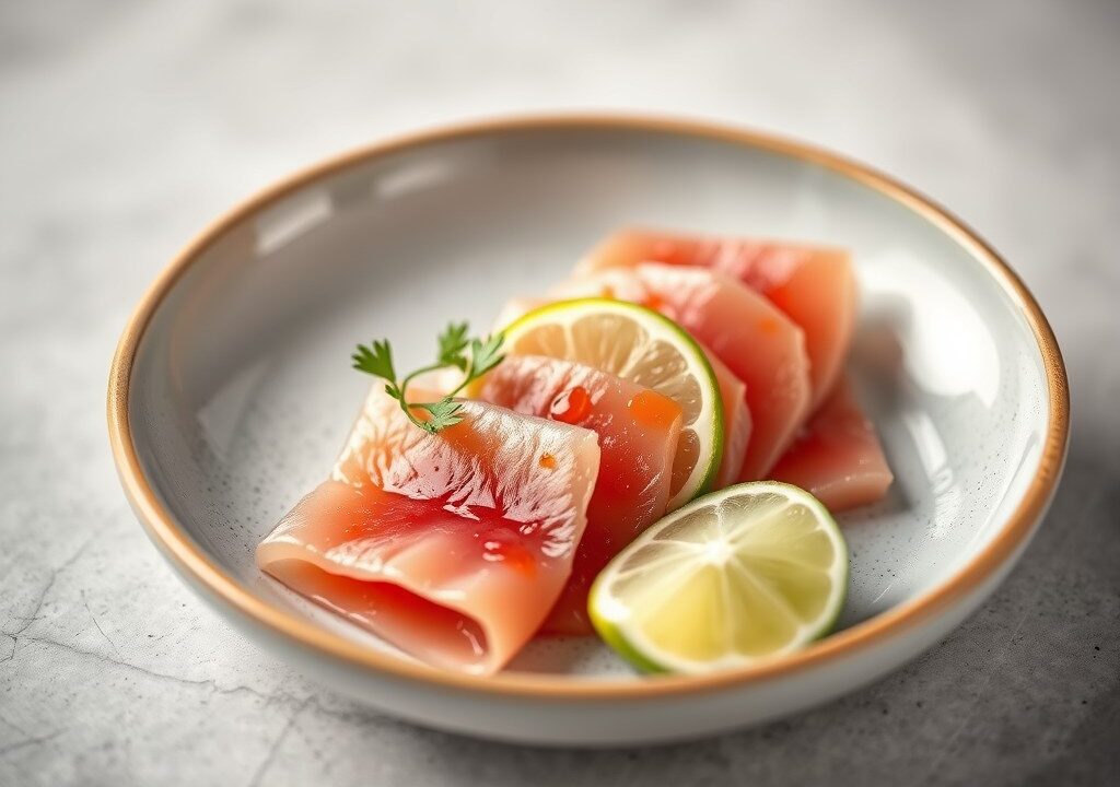 Tonijn Carpaccio Japanse Stijl, AI-gegenereerde illustratie