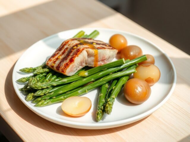 Tonijn met asperges en nieuwe aardappelen